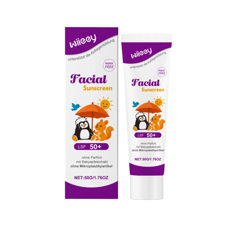 Wiieey Children's Facial Sunscreen SPF 50+ with Apple Extract for Gentle, Water-Resistant Protection