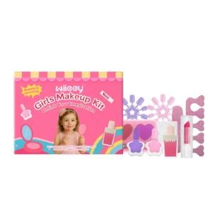 Wiieey Kids Makeup Kit for Girls featuring vibrant eyeshadow, lipstick, and nail polish for safe, creative play