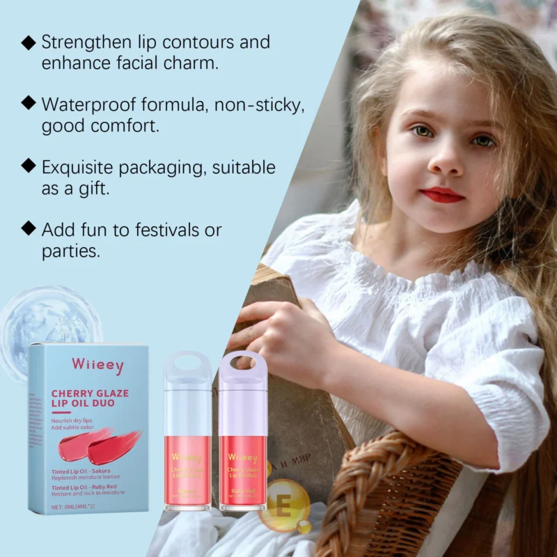 Kids Tinted Lip Oil Duo Cherry Glaze Set Wii 7gn2tsc4 4
