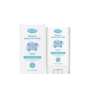 Wiieey SPF 50 Mineral Sunscreen Stick for kids with Shea Butter and Coconut Oil for gentle, non-sticky protection.